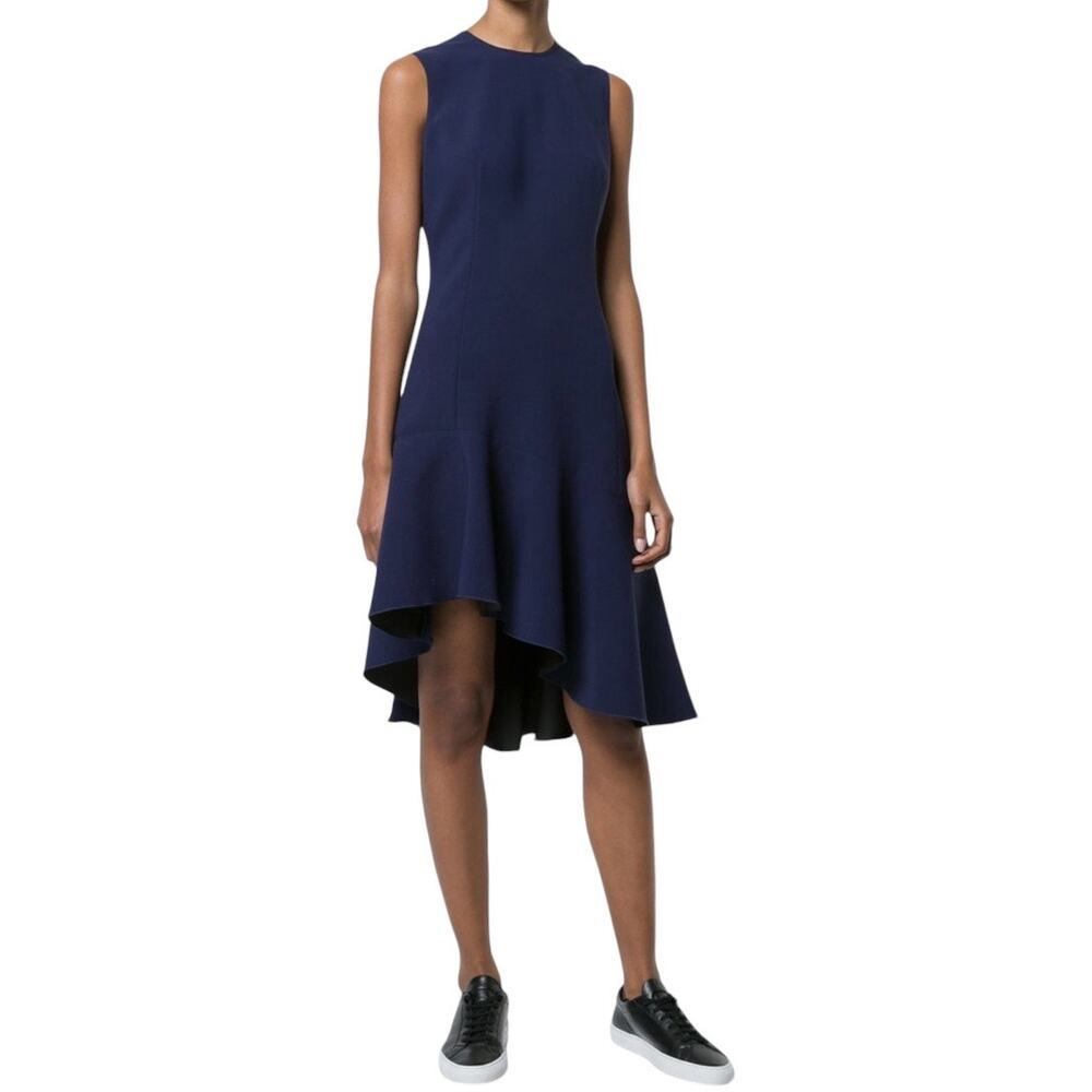 Elizabeth and James Dress 4 Blue Asymmetrical Hem‎ Flared Pointe Knit Mini Party